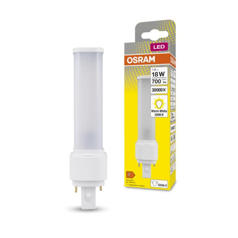 Osram Dulux D18 LED Kompaltlampe 2Pin G24d-2 3000K warmweiß KVG/VVG Ersatz 7W wie 18W